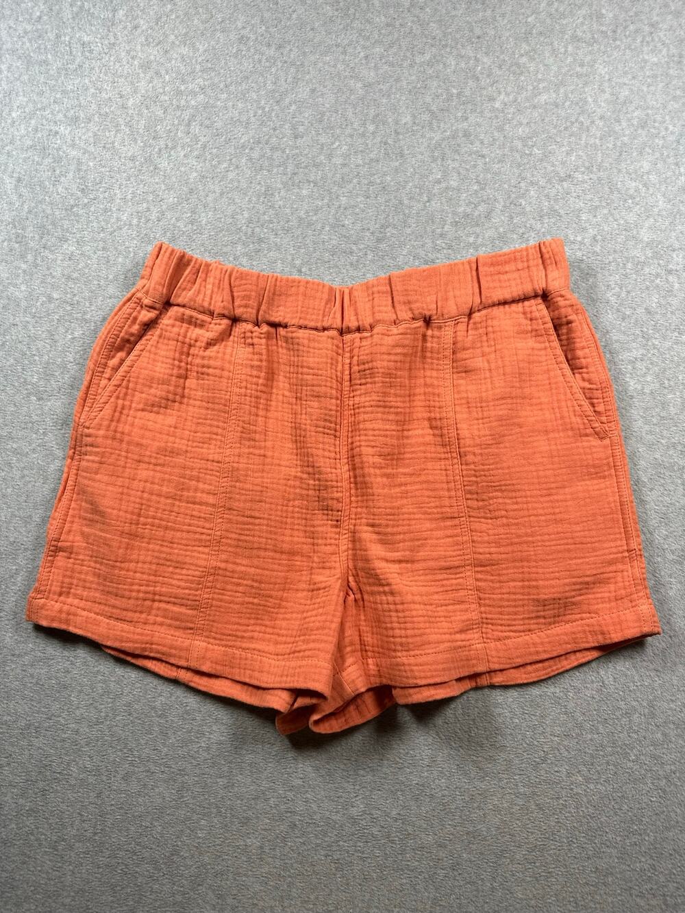 Madewell Easy Pull-On Shorts Women's Size Large Orange Elasticated Waist